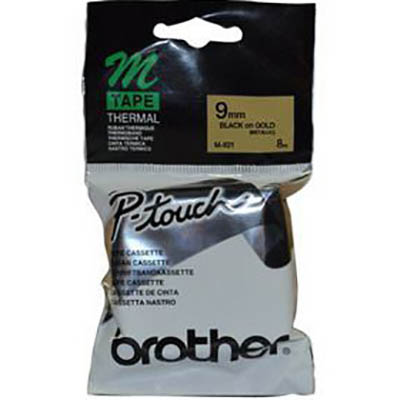 Image for BROTHER M-821 NON LAMINATED LABELLING TAPE 9MM BLACK ON GOLD from Margaret River Office Products Depot