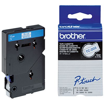Image for BROTHER TC-203 LAMINATED LABELLING TAPE 12MM BLUE ON WHITE from Office Products Depot