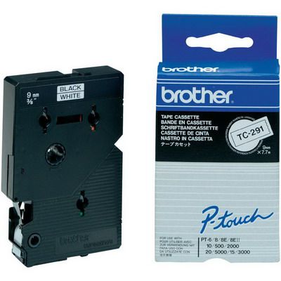 Image for BROTHER TC-291 LAMINATED LABELLING TAPE 9MM BLACK ON WHITE from Ross Office Supplies Office Products Depot