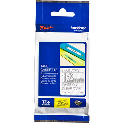 Image for BROTHER TZE-135 LAMINATED LABELLING TAPE 12MM WHITE ON CLEAR from Office Products Depot
