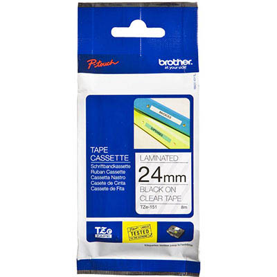 Image for BROTHER TZE-151 LAMINATED LABELLING TAPE 24MM BLACK ON CLEAR from Office Products Depot Macarthur