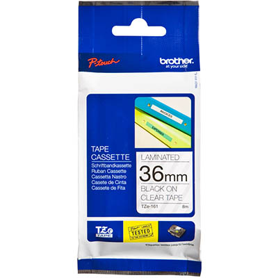 Image for BROTHER TZE-161 LAMINATED LABELLING TAPE 36MM BLACK ON CLEAR from Margaret River Office Products Depot