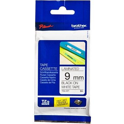 Image for BROTHER TZE-221 LAMINATED LABELLING TAPE 9MM BLACK ON WHITE from OFFICEPLANET OFFICE PRODUCTS DEPOT