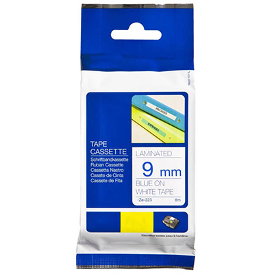 Image for BROTHER TZE-223 LAMINATED LABELLING TAPE 9MM BLUE ON WHITE from Office Products Depot Gold Coast