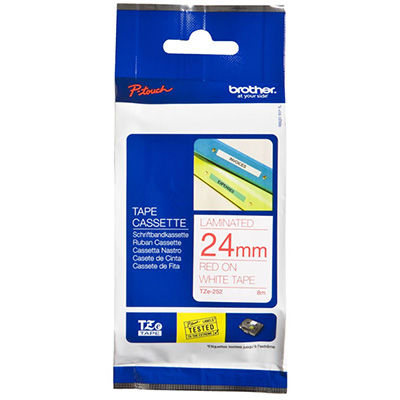 Image for BROTHER TZE-252 LAMINATED LABELLING TAPE 24MM RED ON WHITE from Margaret River Office Products Depot