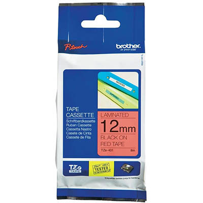 Image for BROTHER TZE-431 LAMINATED LABELLING TAPE 12MM BLACK ON RED from Office Products Depot Macarthur