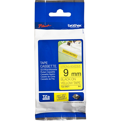 Image for BROTHER TZE-621 LAMINATED LABELLING TAPE 9MM BLACK ON YELLOW from Total Supplies Pty Ltd