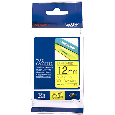 Image for BROTHER TZE-631 LAMINATED LABELLING TAPE 12MM BLACK ON YELLOW from Office Products Depot