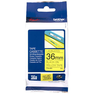 Image for BROTHER TZE-661 LAMINATED LABELLING TAPE 36MM BLACK ON YELLOW from Total Supplies Pty Ltd