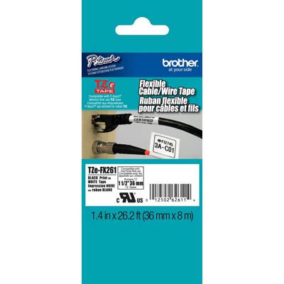 Image for BROTHER TZE-FX261 FLEXIBLE LABELLING TAPE 36MM BLACK ON WHITE from Margaret River Office Products Depot