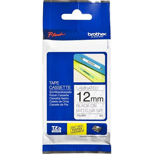 Image for BROTHER TZE-M31 LABELLING TAPE 12MM BLACK ON CLEAR MATT from Office Products Depot
