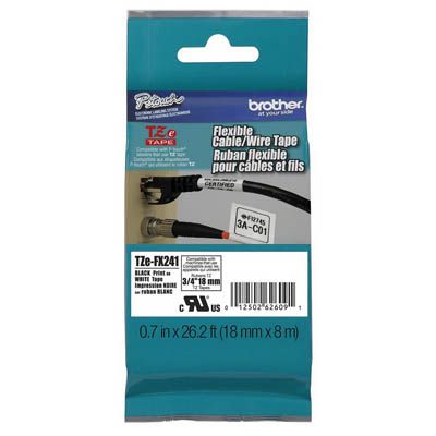 Image for BROTHER TZE-FX241 FLEXIBLE LABELLING TAPE 18MM BLACK ON WHITE from Ross Office Supplies Office Products Depot