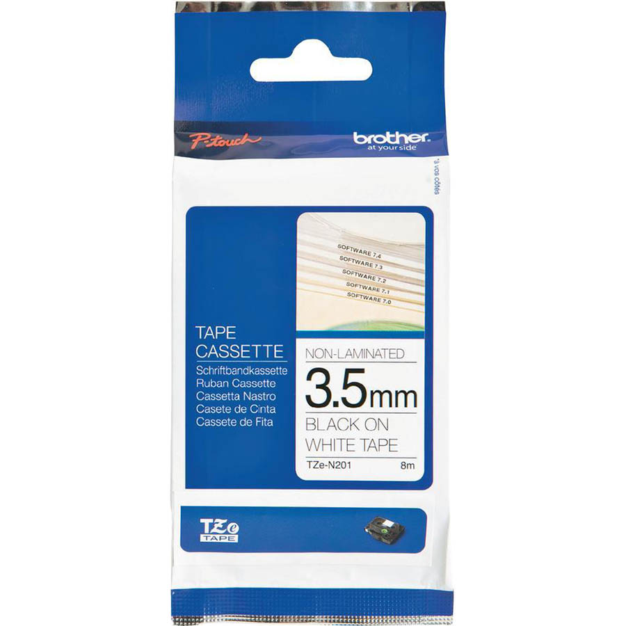 Image for BROTHER TZE-N201 LABELLING TAPE 3.5MM BLACK ON WHITE from MOE Office Products Depot Mackay & Whitsundays