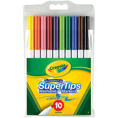 Image for CRAYOLA SUPER TIP COLOURED MARKER PENS ASSORTED PACK 10 from MOE Office Products Depot Mackay & Whitsundays