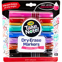 crayola take note! whiteboard markers chisel assorted pack 12