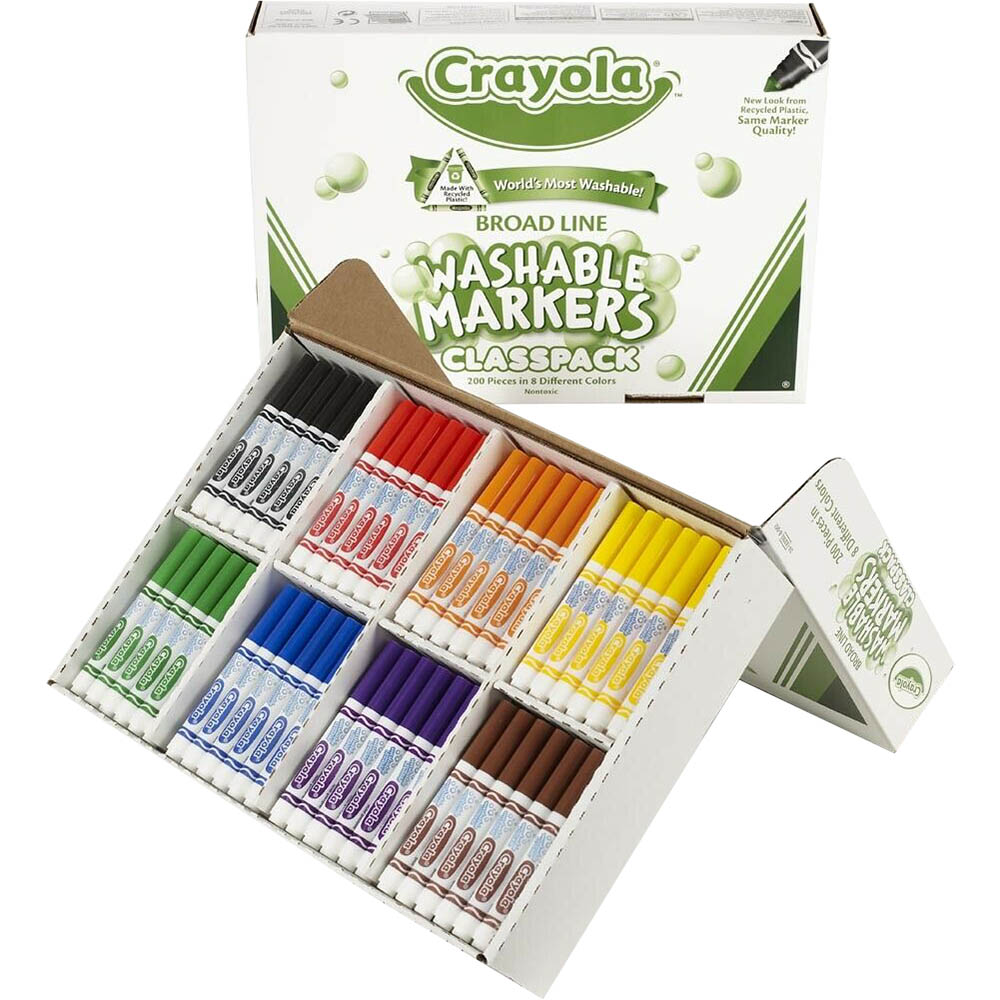 Image for CRAYOLA WASHABLE MARKERS CLASSIC ASSORTED CLASSPACK 200 from Ross Office Supplies Office Products Depot