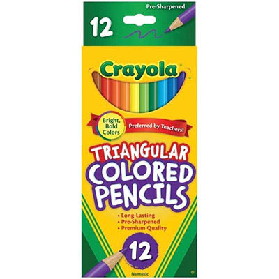 Image for CRAYOLA TRIANGULAR COLOURED PENCILS 3.3MM ASSORTED PACK 12 from Total Supplies Pty Ltd