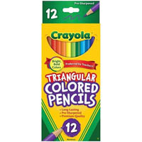 crayola triangular coloured pencils 3.3mm assorted pack 12