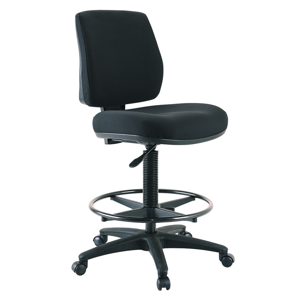 Image for BURO ROMA DRAFTING CHAIR MEDIUM BACK JETT FABRIC BLACK from Total Supplies Pty Ltd