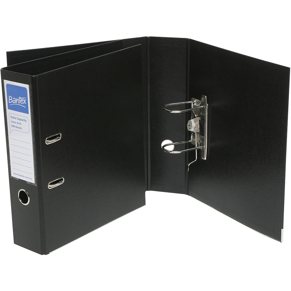 Image for BANTEX PP EXTRA CAPACITY LEVER ARCH FILE 80MM A4 BLACK from Barkers Rubber Stamps & Office Products Depot