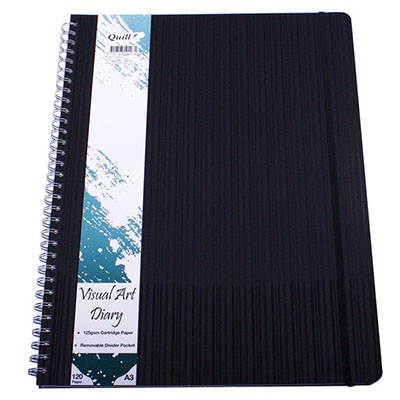 Image for QUILL VISUAL ART DIARY 125GSM 120 PAGE A3 PP BLACK from Total Supplies Pty Ltd