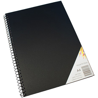 Image for QUILL VISUAL ART DIARY 110GSM 200 PAGE A4 PP BLACK from Total Supplies Pty Ltd