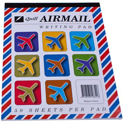 Image for QUILL RULED AIRMAIL WRITING PAD 50 LEAF 250 X 200MM WHITE from Total Supplies Pty Ltd