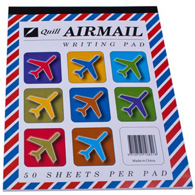 Image for QUILL RULED AIRMAIL WRITING PAD 50 LEAF 185 X 150MM WHITE from Total Supplies Pty Ltd