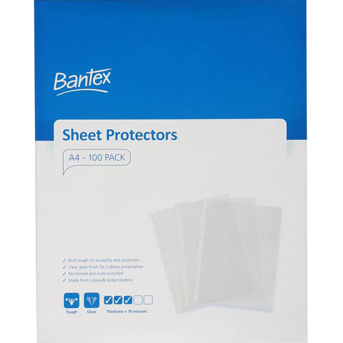 Image for BANTEX TOUGH SHEET PROTECTORS 70 MICRON A4 CLEAR BOX 100 from MOE Office Products Depot Mackay & Whitsundays