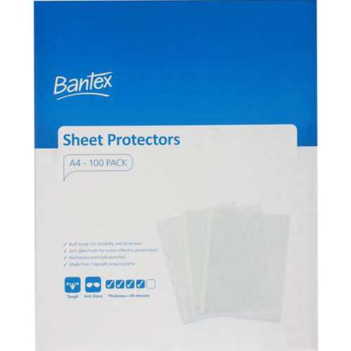 Image for BANTEX TOUGH SHEET PROTECTORS 90 MICRON A4 CLEAR BOX 100 from MOE Office Products Depot Mackay & Whitsundays