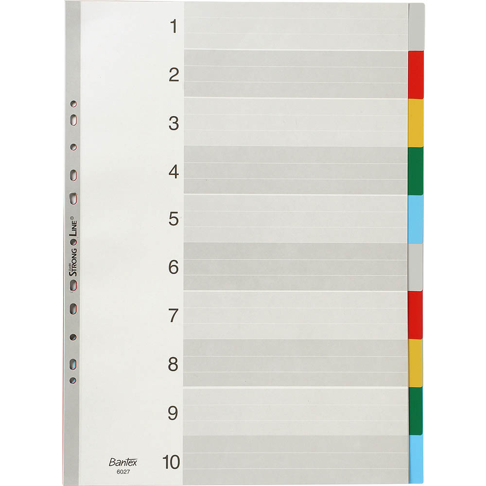 Image for BANTEX PP INDEX DIVIDER 1-10 TAB PORTRAIT A3 COLOURED from OFFICEPLANET OFFICE PRODUCTS DEPOT
