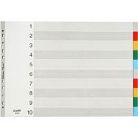 bantex pp index divider 1-10 tab landscape a3 coloured