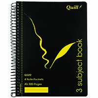quill 3-subject notebook 70gsm pp 300 page a5 black