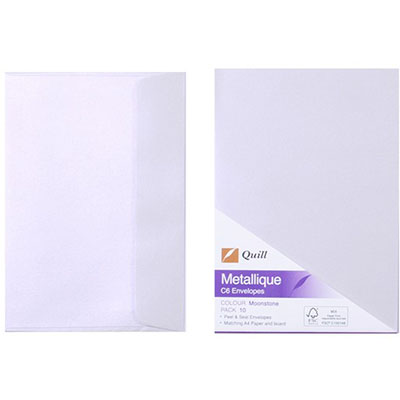 Image for QUILL C6 METALLIQUE ENVELOPES PLAINFACE STRIP SEAL 80GSM 114 X 162MM MOOSTONE PACK 10 from MOE Office Products Depot Mackay & Whitsundays