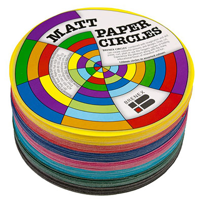 Image for BRENEX MATT CIRCLE PAPER SHAPES DOUBLE SIDE 180MM ASSORTED PACK 500 from Office Products Depot Gold Coast
