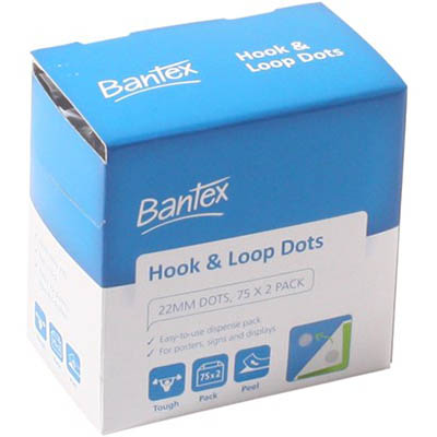 Image for BANTEX HOOK AND LOOP DOTS 22MM X 1.8M WHITE PACK 150 from O'Donnells Office Products Depot
