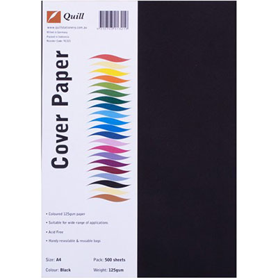 Image for QUILL COVER PAPER 125GSM A4 BLACK PACK 500 from Margaret River Office Products Depot