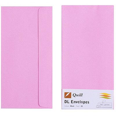 Image for QUILL DL COLOURED ENVELOPES PLAINFACE STRIP SEAL 80GSM 110 X 220MM MUSK PACK 25 from Office Products Depot