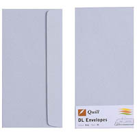 quill dl coloured envelopes plainface strip seal 80gsm 110 x 220mm grey pack 25
