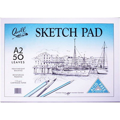 Image for QUILL PREMIUM SKETCH PAD 110GSM 50 LEAF A2 WHITE from Margaret River Office Products Depot