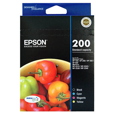 Image for EPSON 200 INK CARTRIDGE VALUE PACK BLACK/CYAN/MAGENTA/YELLOW from MOE Office Products Depot Mackay & Whitsundays