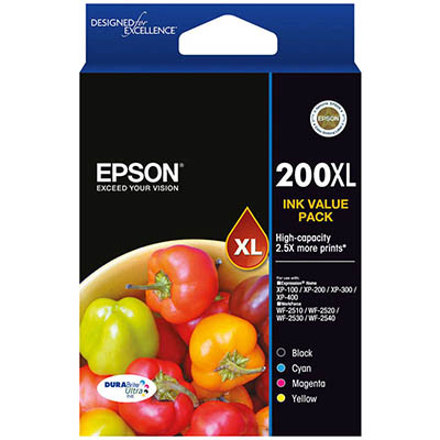 Image for EPSON 200XL INK CARTRIDGE HIGH YIELD VALUE PACK BLACK/CYAN/MAGENTA/YELLOW from Office Products Depot Gold Coast