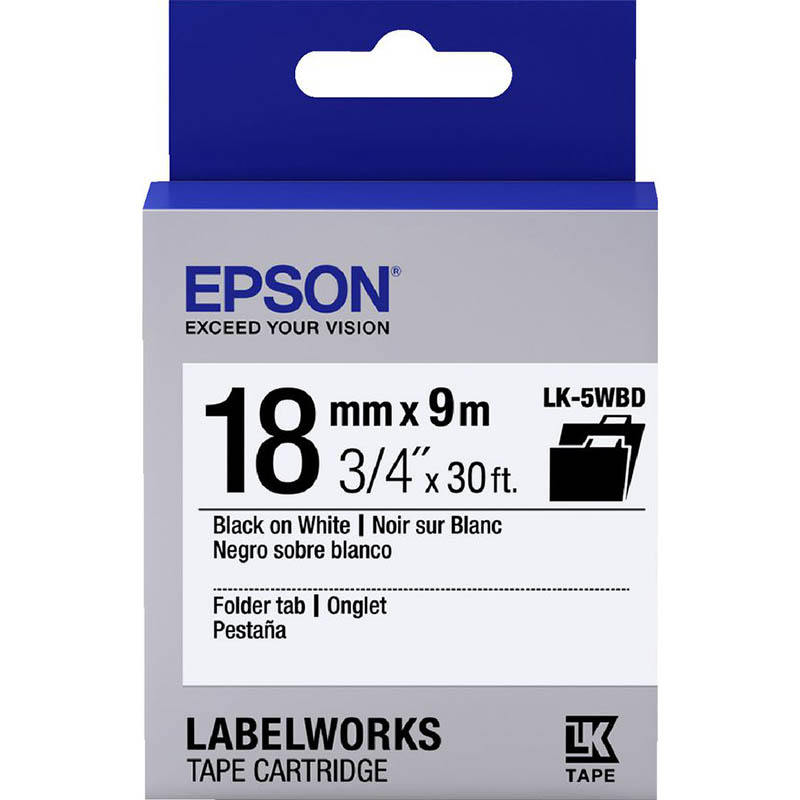 Image for EPSON LABELWORKS LK TAPE 18MM X 9M BLACK ON WHITE from Office Products Depot