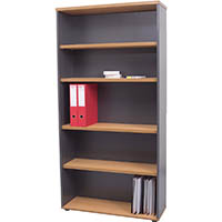 rapid worker bookcase 4 shelf 900 x 315 x 1800mm beech/ironstone
