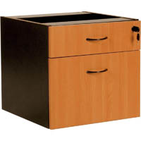 rapid worker fixed desk pedestal 2-drawer lockable 465 x 447 x 454mm beech/ironstone