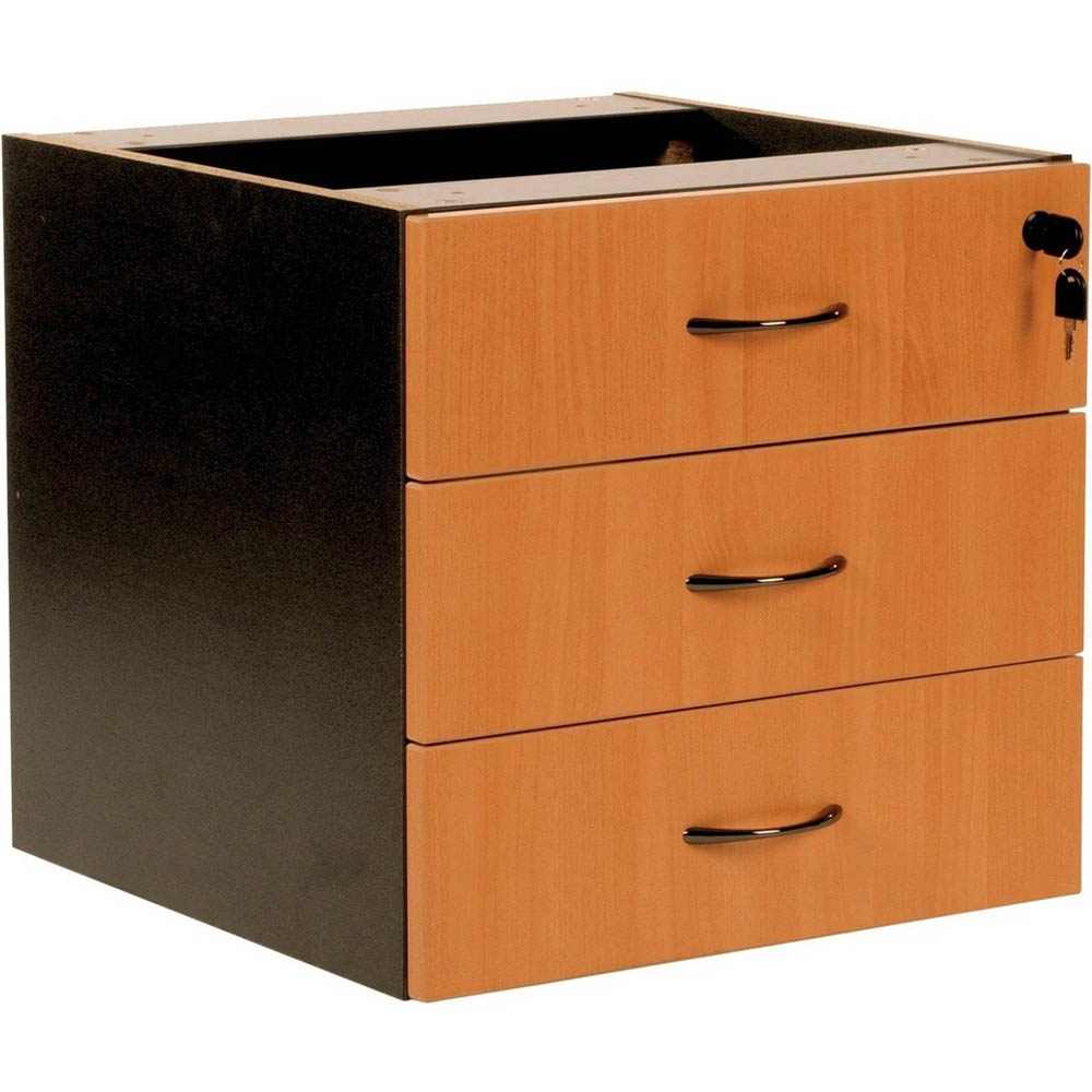 Image for RAPID WORKER FIXED DESK PEDESTAL 3-DRAWER LOCKABLE 465 X 447 X 454MM BEECH/IRONSTONE from Ross Office Supplies Office Products Depot