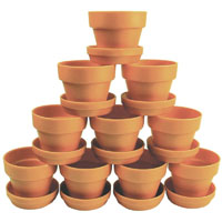 colorific plant pot with saucer terracotta pack 10