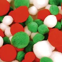 colorific pom poms fluffy christmas assorted pack 100