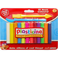 colorific plasticine neon sticks with 2 tools pack 12