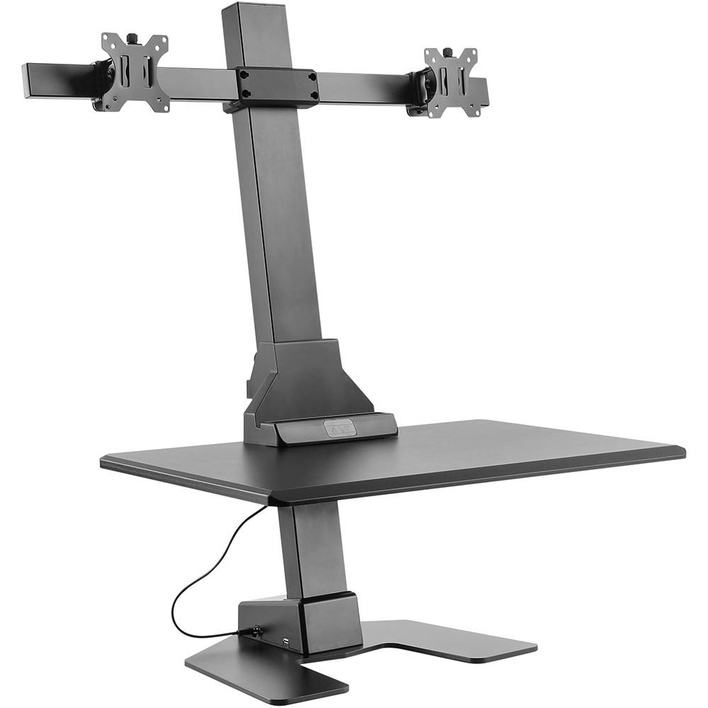 Image for ERGOVIDA DUAL MONITOR ELECTRIC VERTICAL BAR DESKTOP SIT-STAND WORKSTATION BLACK from MOE Office Products Depot Mackay & Whitsundays